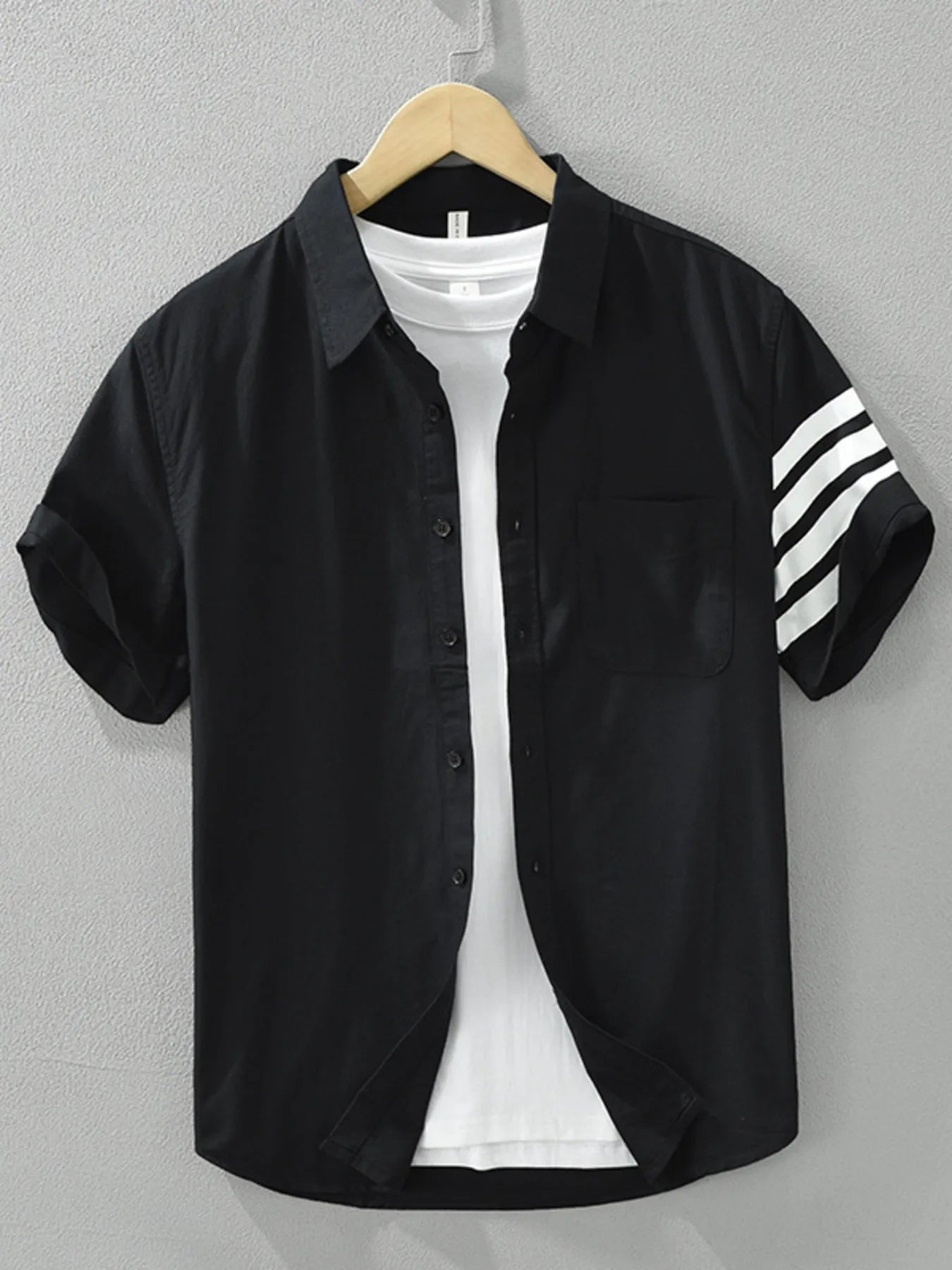 Chemise à manches courtes boutonnée pour homme grande taille     Elégance District