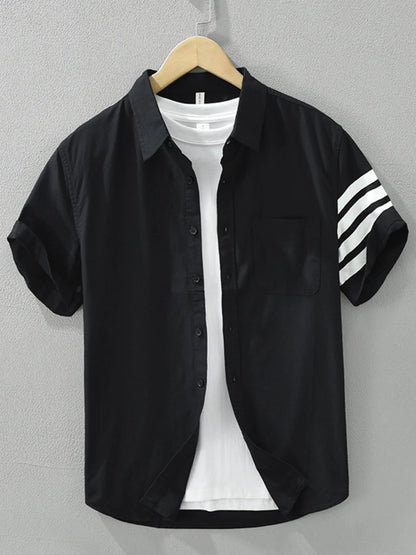 Chemise à manches courtes boutonnée pour homme grande taille     Elégance District