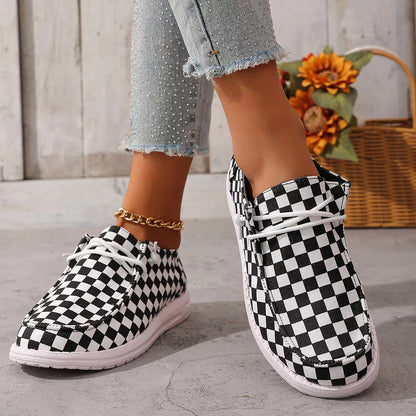 Baskets décontractées à motif damier  Elégance District