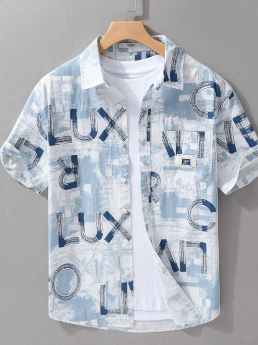 Chemise imprimée à manches courtes pour homme grande taille      Elégance District