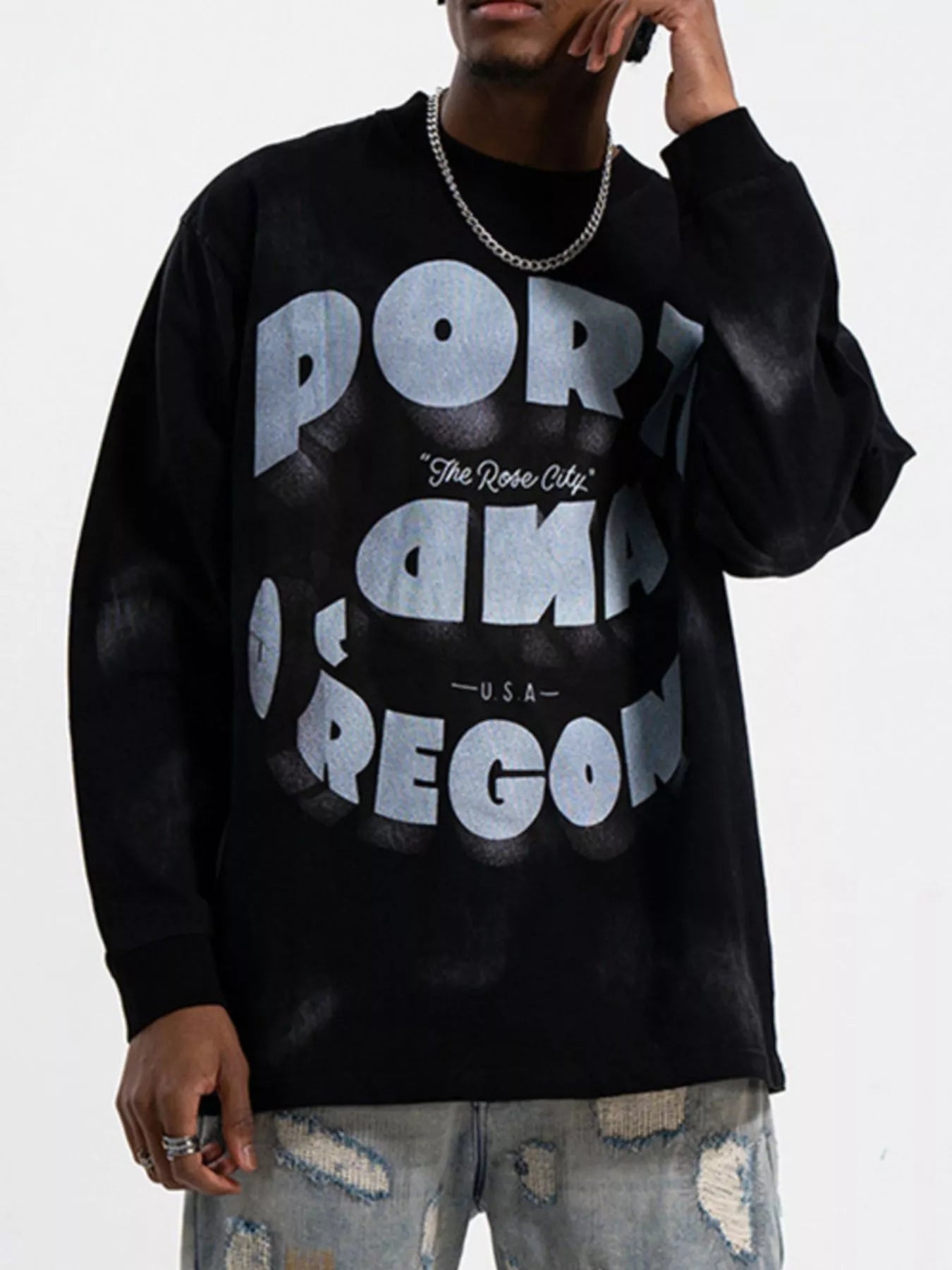 T-shirt à manches longues et col rond pour homme  Elégance District