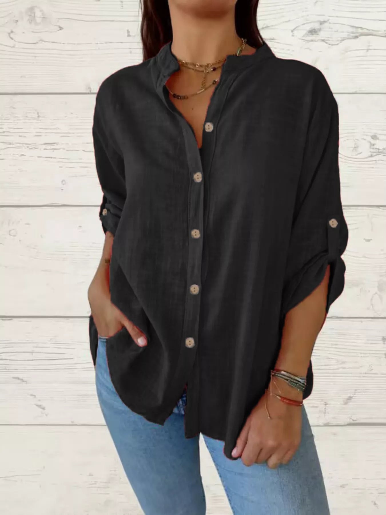 Chemise Manches Retroussées Grande Taille - Élégance District