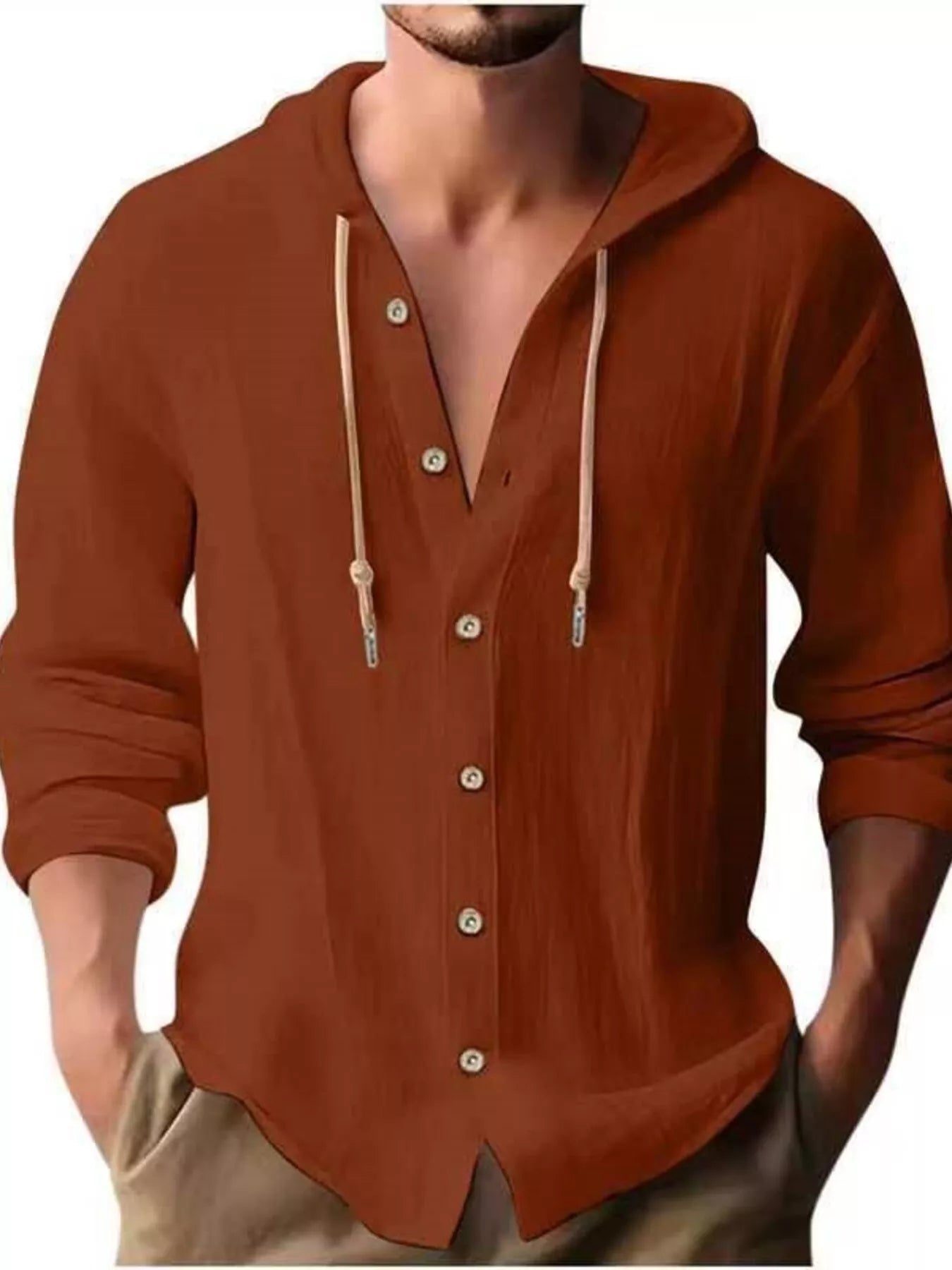 Chemise Homme Capuche Boutonnée Grande Taille    Elégance District