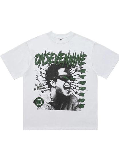 T-shirt oversize à col rond avec motif graphique    Elégance District