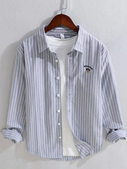 Chemise rayée à manches longues pour homme grande taille    Elégance District