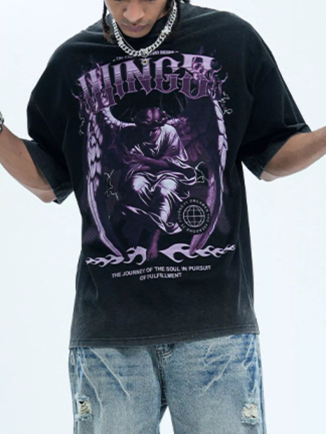 T-shirt oversize à manches courtes pour homme avec motif graphique