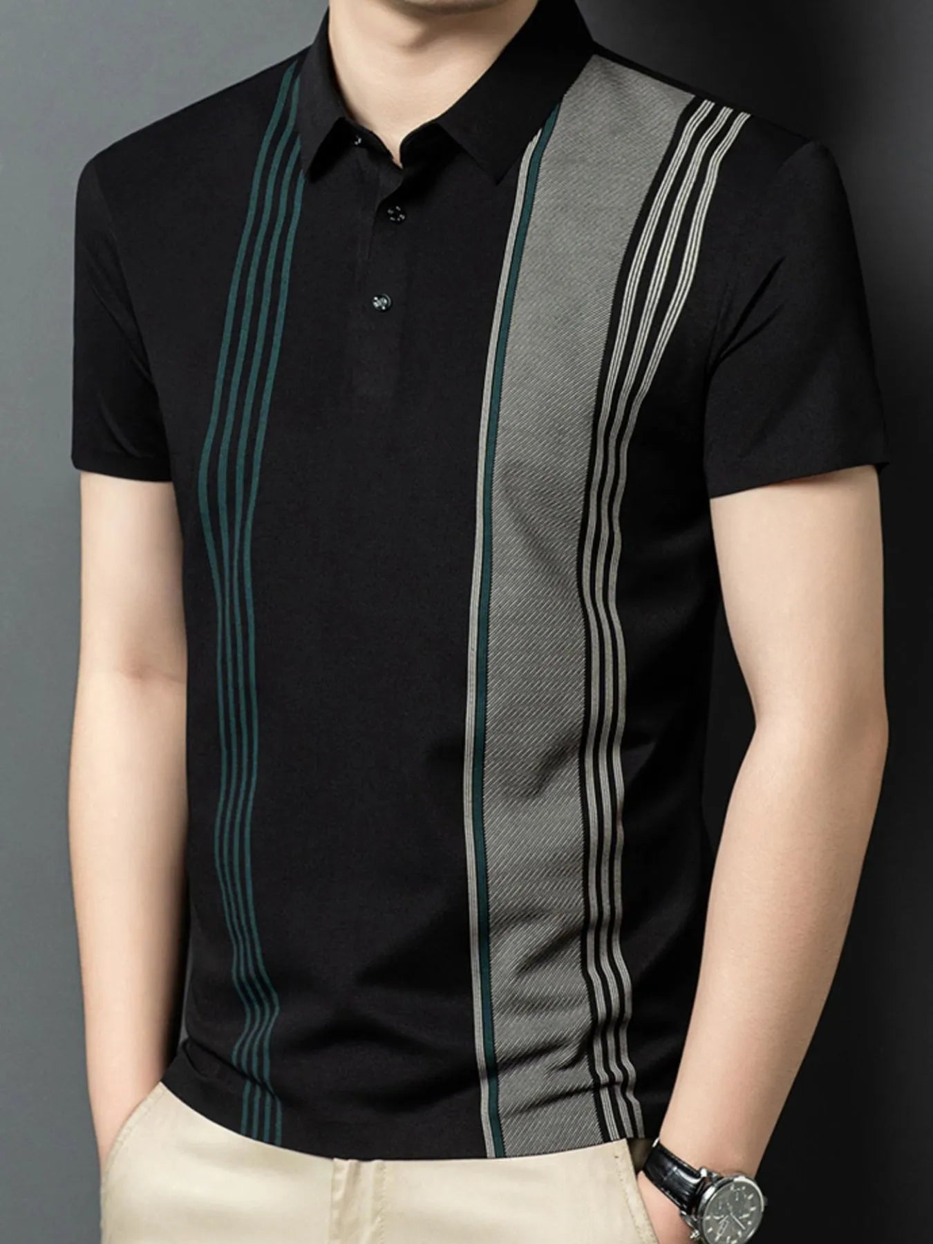 Polo à manches courtes contrastées pour homme grande taille   Elégance District
