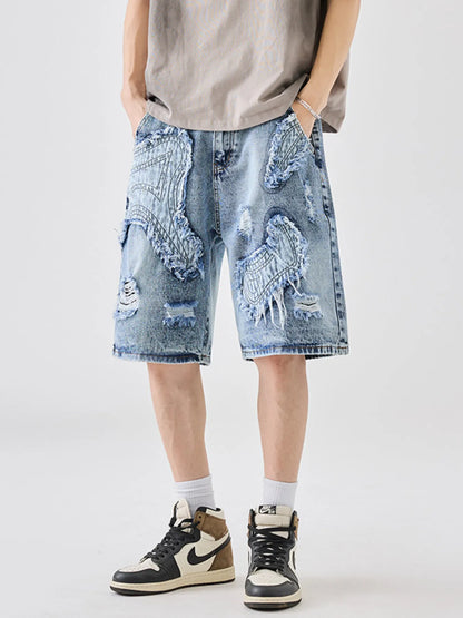 Short jean délavé pour homme, grandes tailles    Elégance District