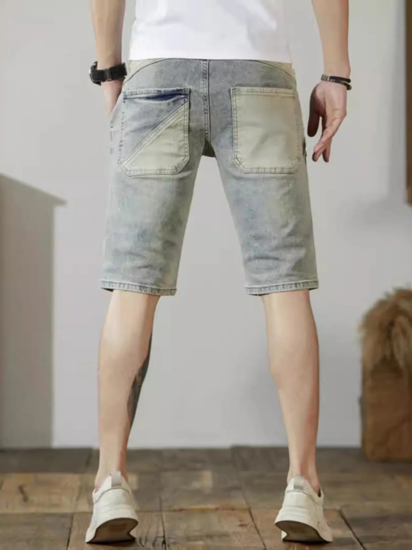 Short jean délavé et usé pour homme   Elégance District