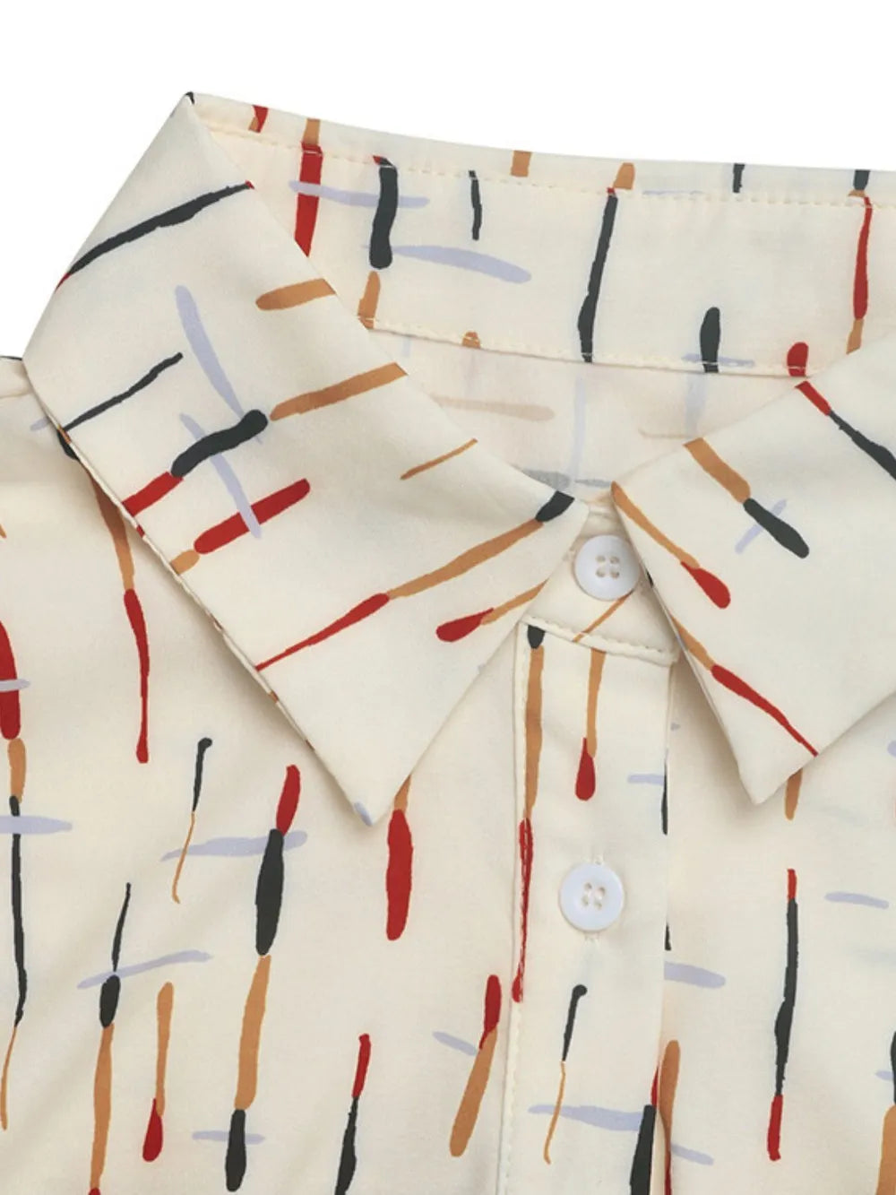 Chemise imprimée à col et manches courtes Perfee    Elégance District