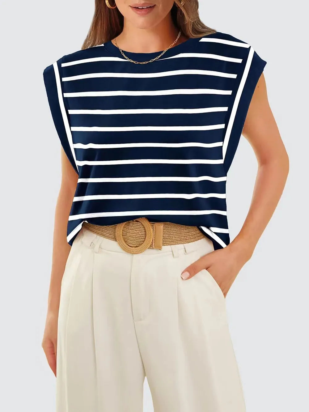 T-shirt Rayé Femme Col Rond - Élégance District