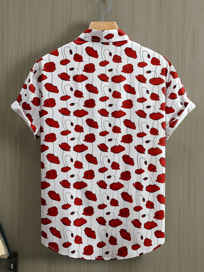 Chemise à manches courtes boutonnée à fleurs pour homme   Elégance District