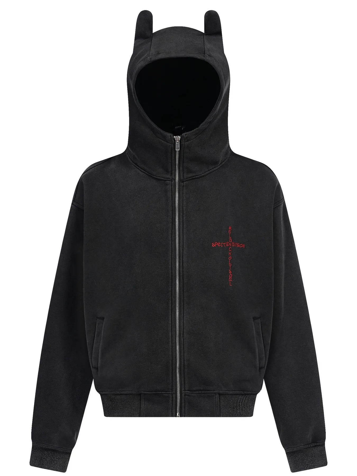 Sweat à capuche zippé avec cornes de diable   Elégance District