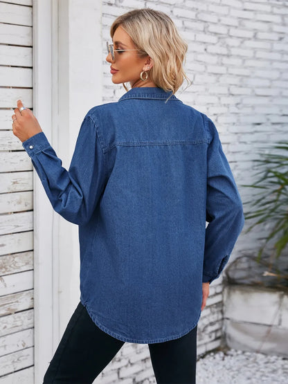Veste en jean à col boutonné   Elégance District