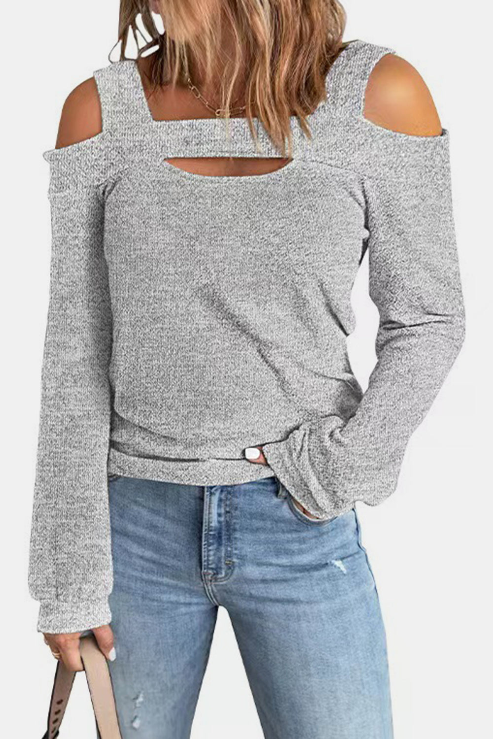 Blouse épaules dénudées à découpes intégrales - Élégance District 