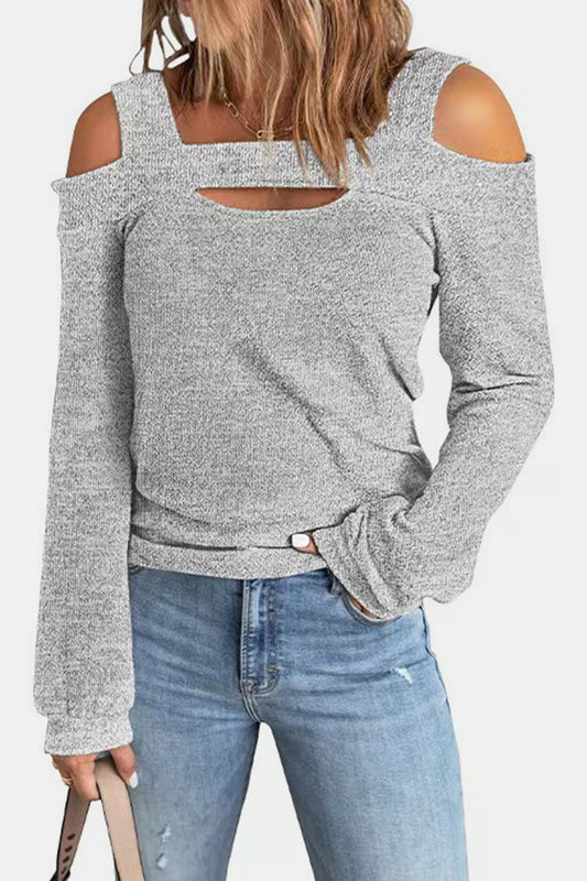 Blouse épaules dénudées à découpes intégrales - Élégance District 