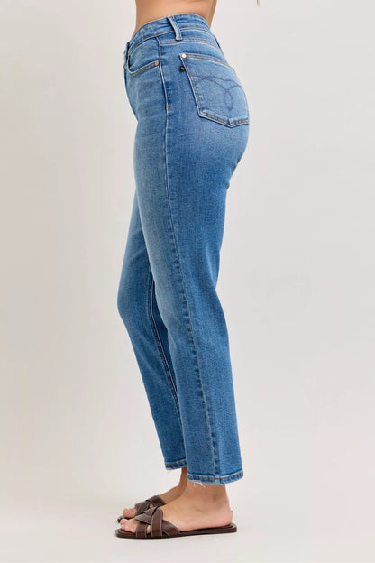 Jean Judy Blue taille haute à jambes droites    Elégance District