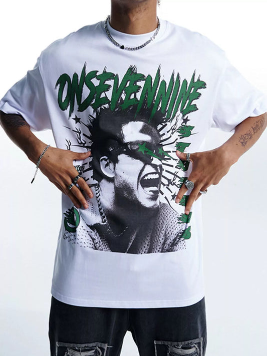 T-shirt oversize à col rond avec motif graphique    Elégance District