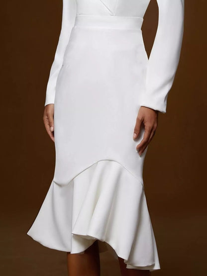Robe blazer midi à manches longues et ourlet volanté   Elégance District