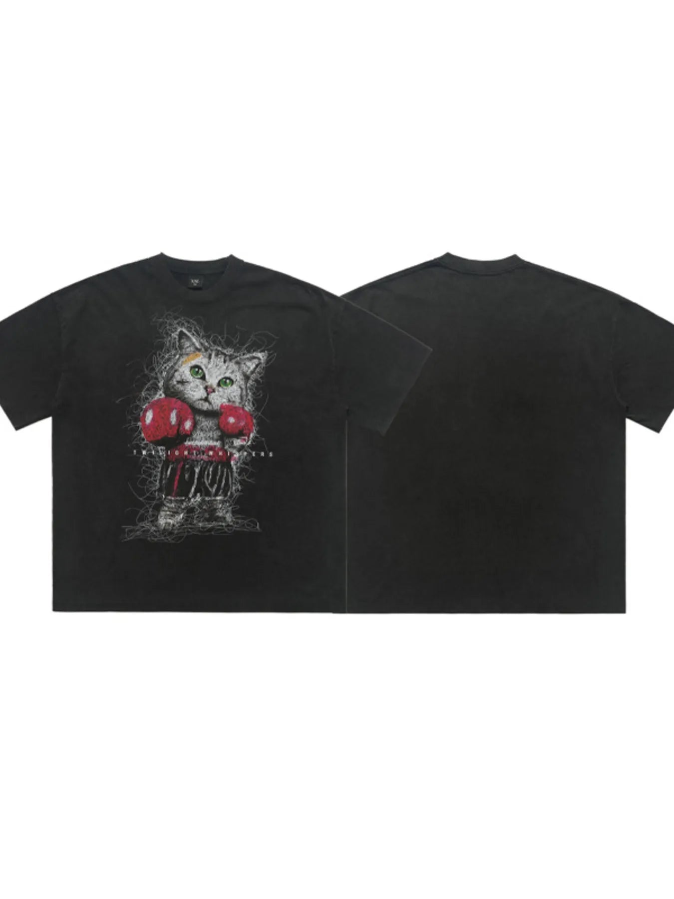 T-shirt homme à motif chat, délavage vintage   Elégance District
