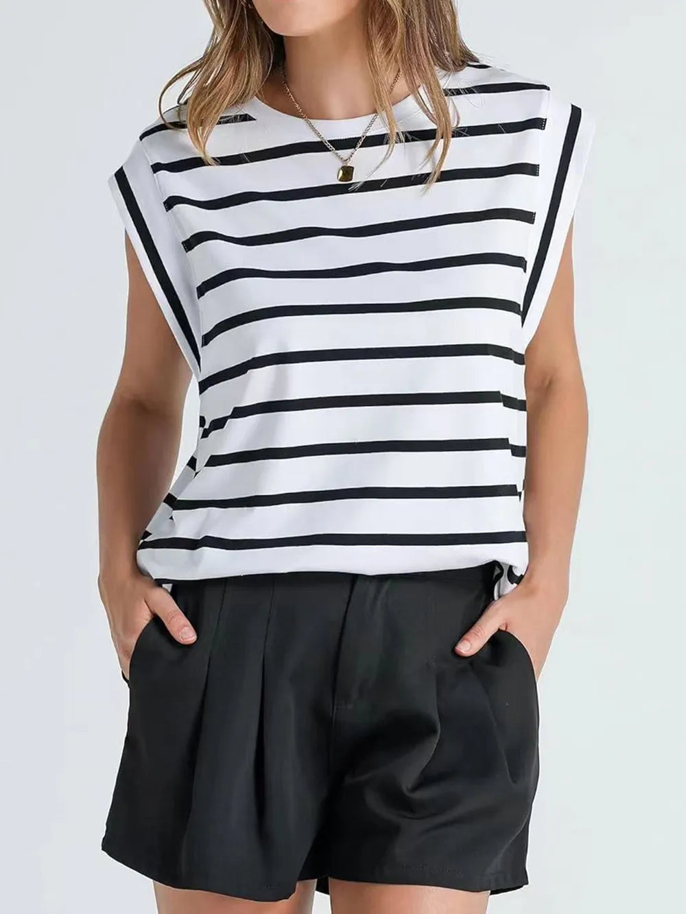 T-shirt Rayé Femme Col Rond - Élégance District
