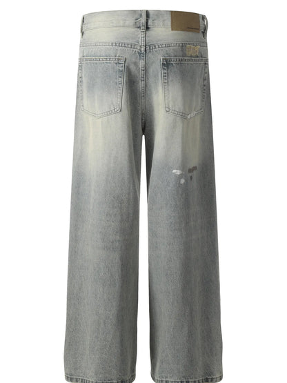 Jean vintage délavé à jambes larges pour homme   Elégance District