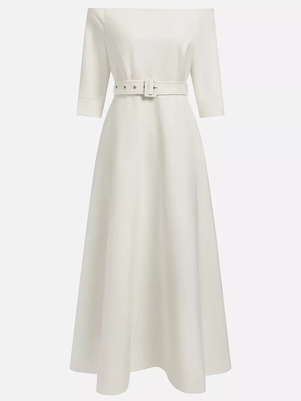 Robe longue élégante à épaules dénudées et ceinture   Elégance District