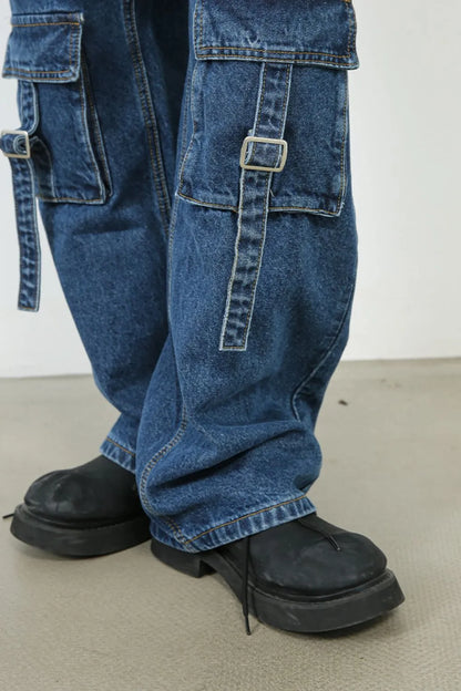 Jean homme taille mi-haute avec poches cargo   Elégance District