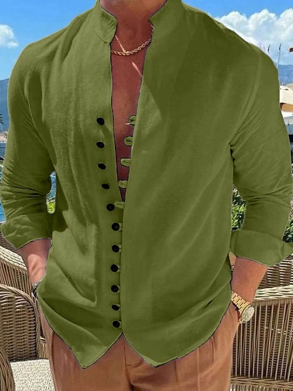 Chemise à manches longues boutonnée pour homme, grandes tailles    Elégance District
