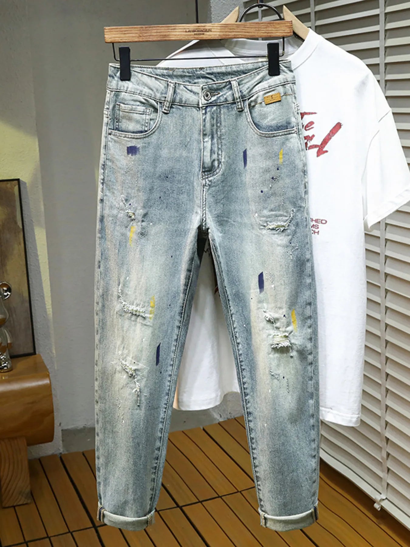 Jeans slim délavés pour hommes   Elégance District