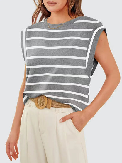 T-shirt Rayé Femme Col Rond - Élégance District