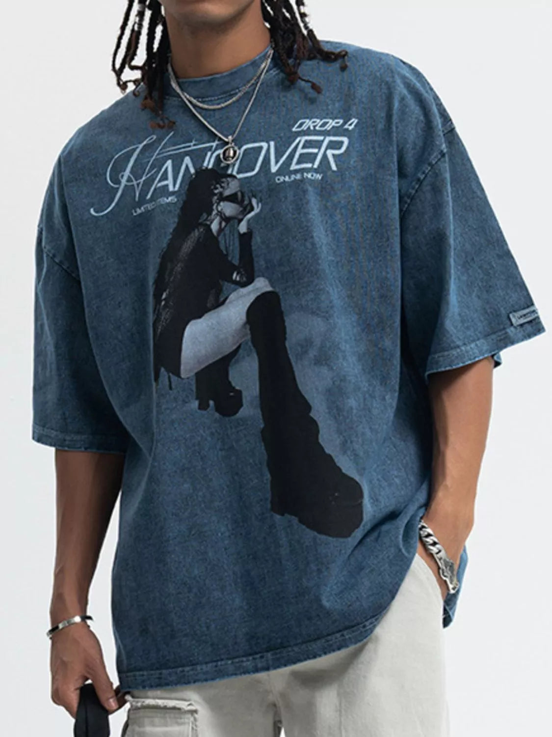 T-shirt à manches courtes et col rond pour homme avec motif graphique