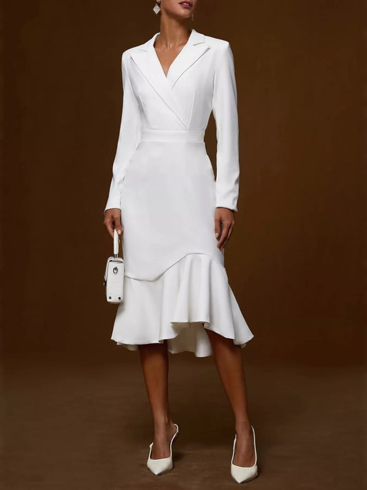 Robe blazer midi à manches longues et ourlet volanté   Elégance District
