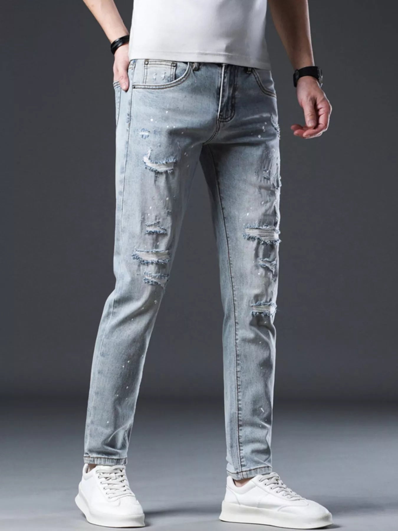 Jeans slim délavés pour hommes   Elégance District