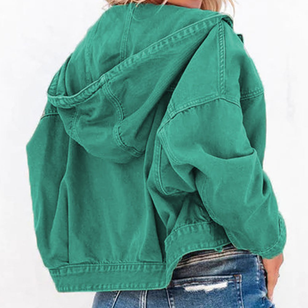Veste  jean à capuche et épaules tombantes   Elégance District