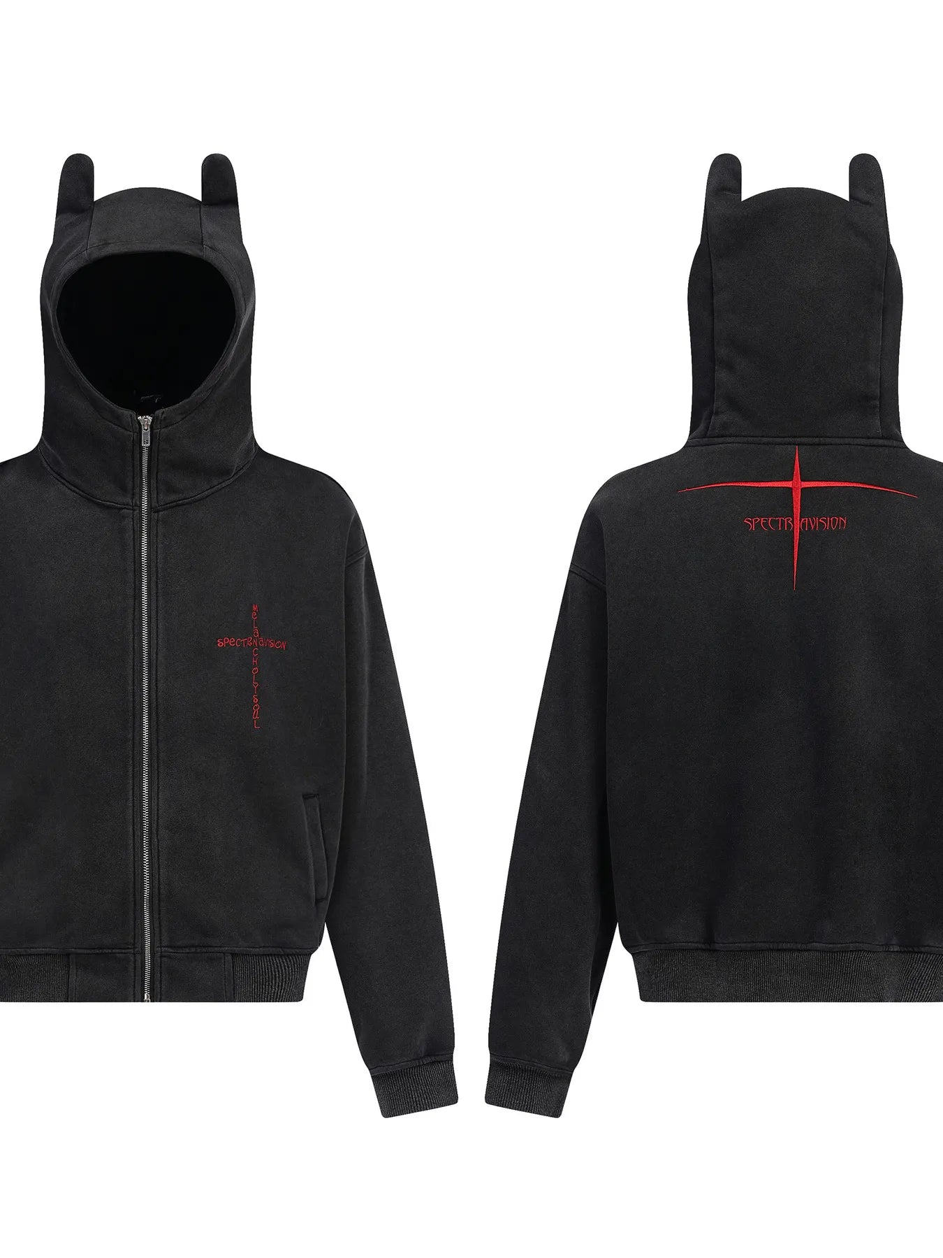 Sweat à capuche zippé avec cornes de diable   Elégance District
