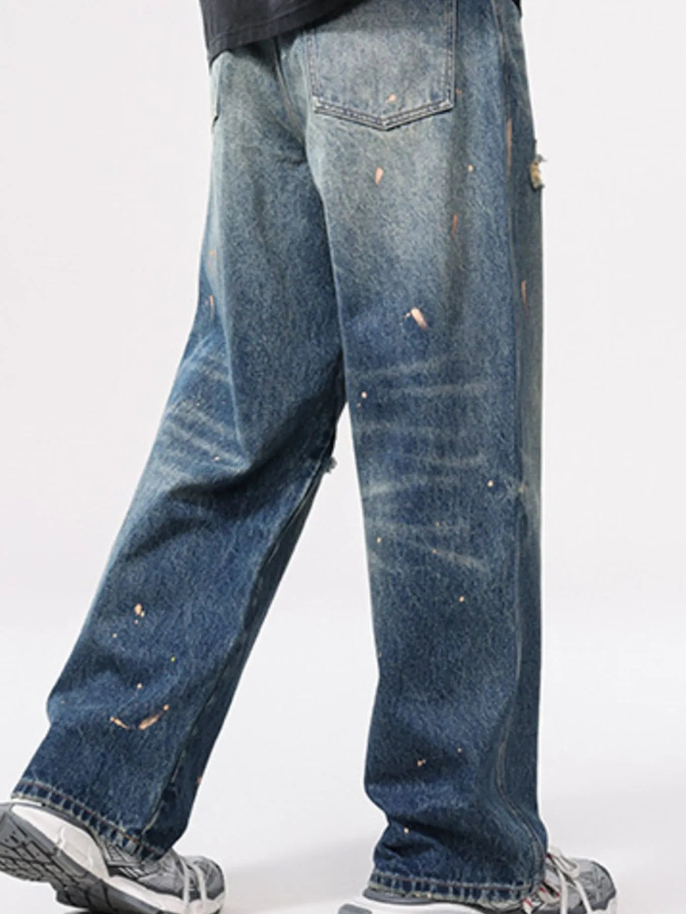 Jean vintage à jambes larges et effet usé  grandes tailles  Elégance District