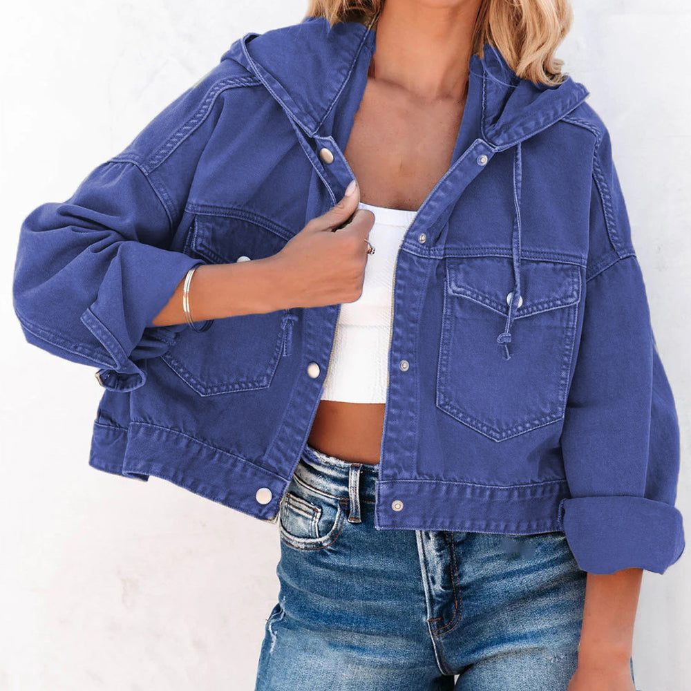 Veste  jean à capuche et épaules tombantes   Elégance District