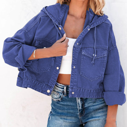 Veste  jean à capuche et épaules tombantes   Elégance District
