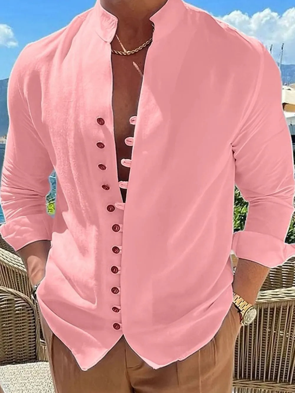Chemise à manches longues boutonnée pour homme, grandes tailles    Elégance District