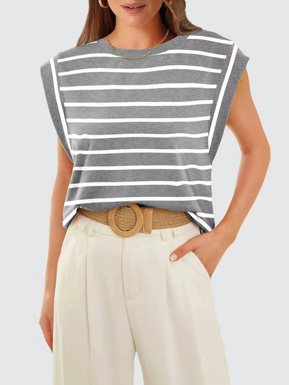 T-shirt Rayé Femme Col Rond - Élégance District