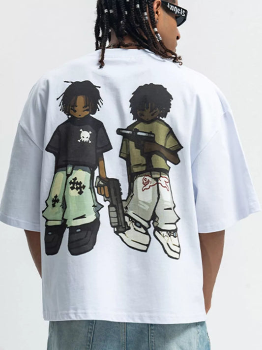 T-shirt homme à manches courtes et col rond avec motif dessin animé
