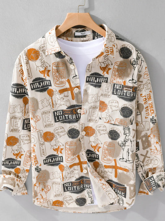 Chemise imprimée à manches longues pour homme grande taille    Elégance District