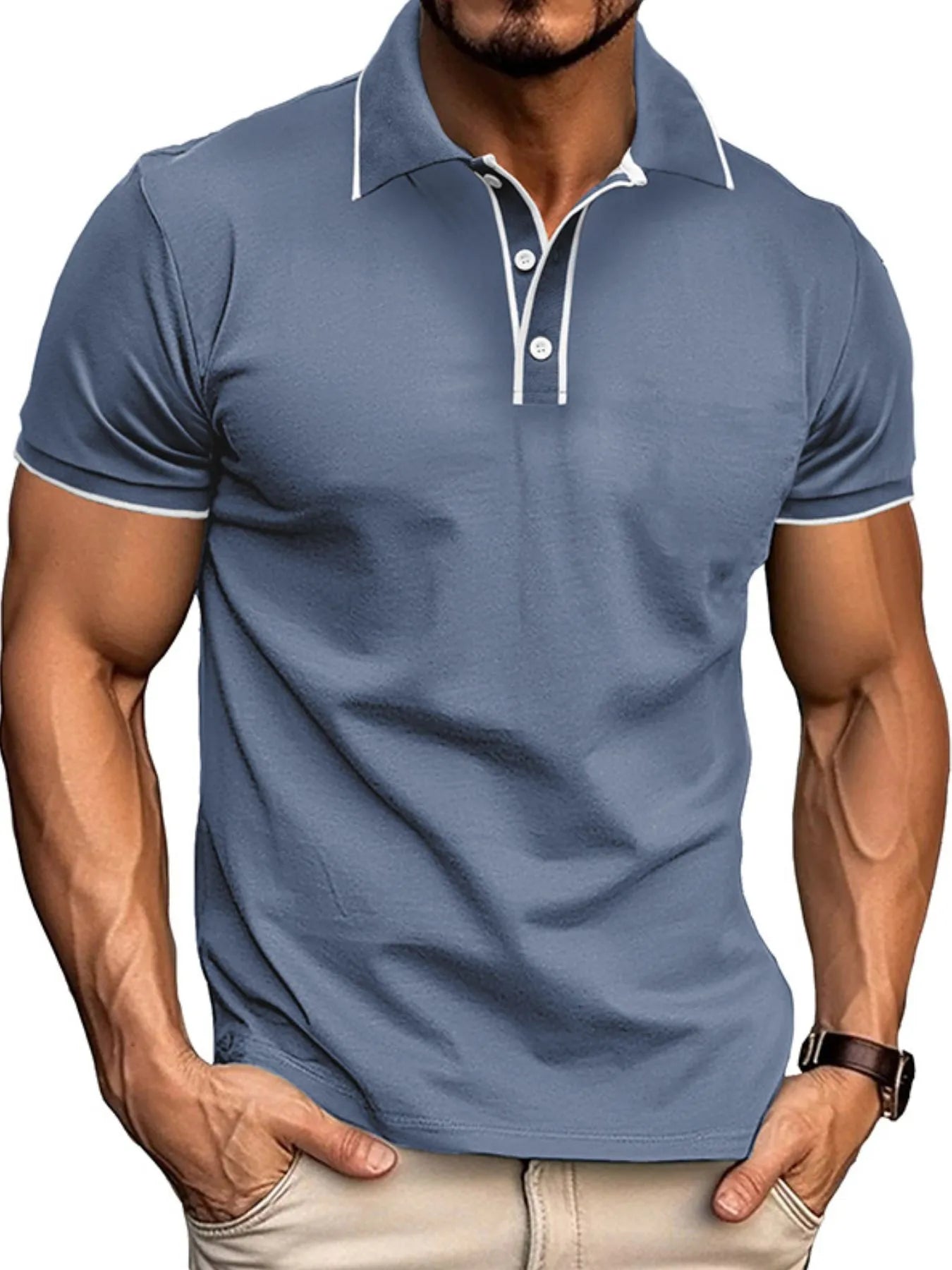 Polo homme coupe ajustée avec finitions contrastées   Elégance District