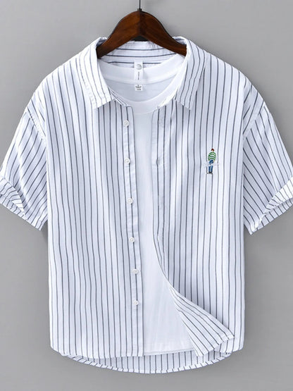 Chemise rayée manches longues homme grande taille - Élégance District