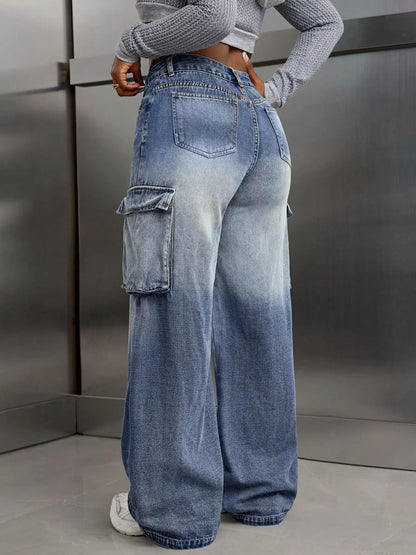 Jean cargo vintage à jambes larges    Elégance District
