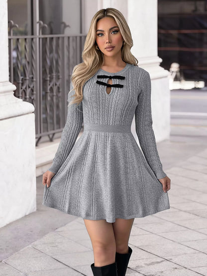 Robe pull trapèze en maille torsadée  Elégance District