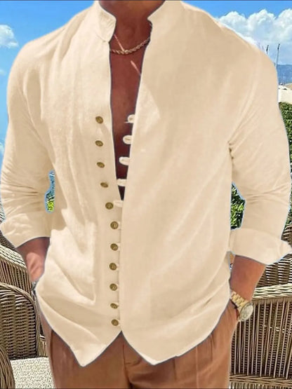 Chemise à manches longues boutonnée pour homme, grandes tailles    Elégance District