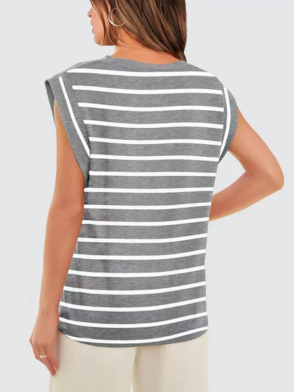 T-shirt Rayé Femme Col Rond - Élégance District
