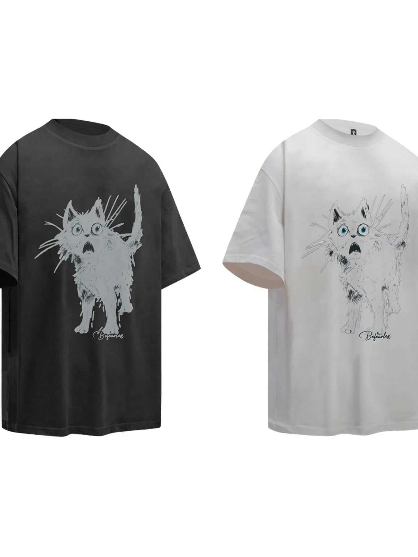 T-shirt oversize à manches courtes pour homme avec motif chat    Elégance District